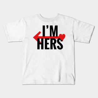 I'm Hers LEFT Arrow White Couple Matching Kids T-Shirt